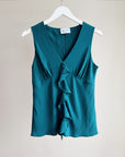 Teal Silk Ruffle Tank
