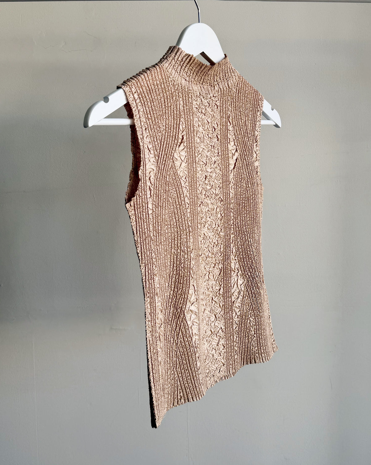 Champagne Crinkle Mock Neck