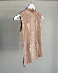 Champagne Crinkle Mock Neck