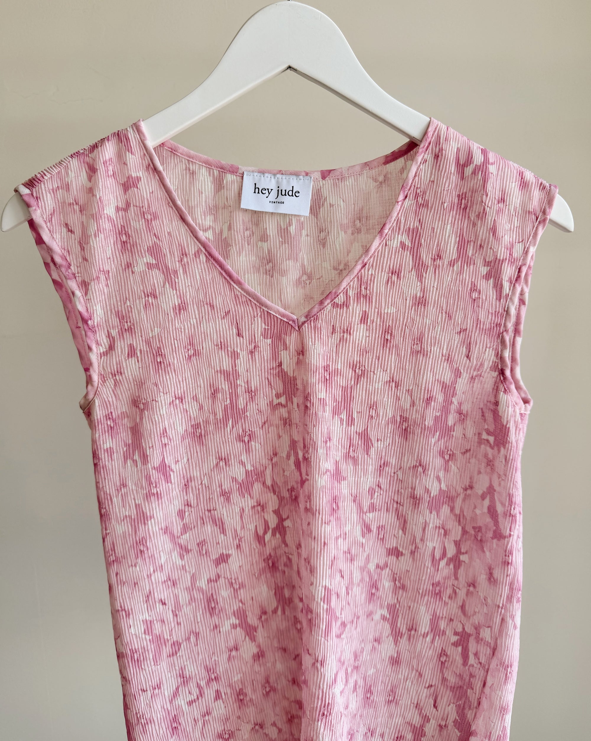Blush Floral MIcro Pleat Tank