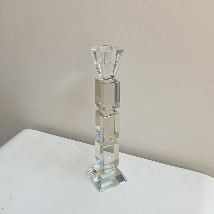Clear Geometric Glass Candlestick