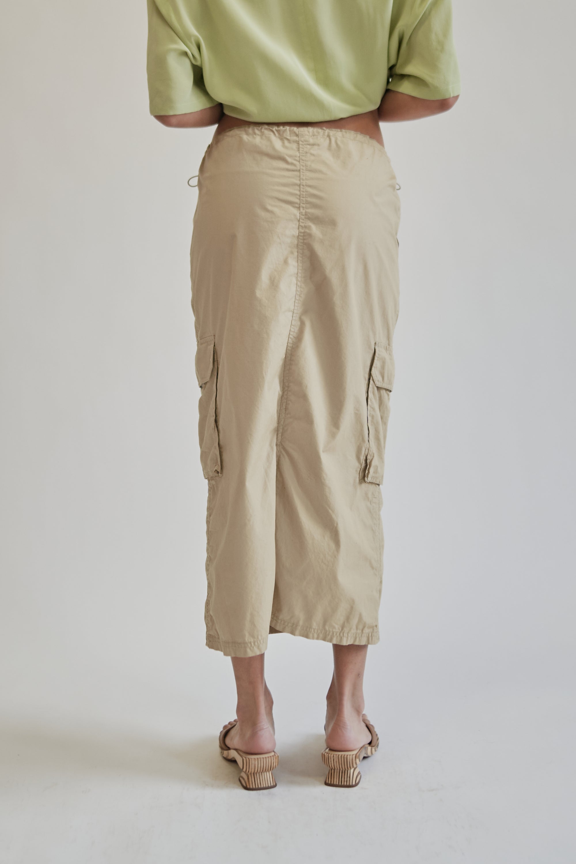 Khaki Parachute Cargo Maxi Skirt - Hey Jude