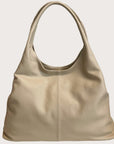 Cream Curved Italian Leather Shoulder Bag