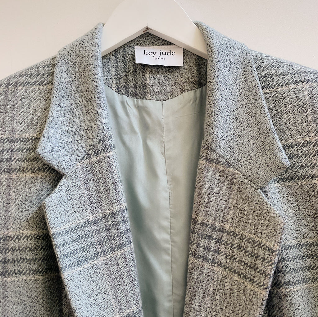 Sky Plaid Wool Blazer