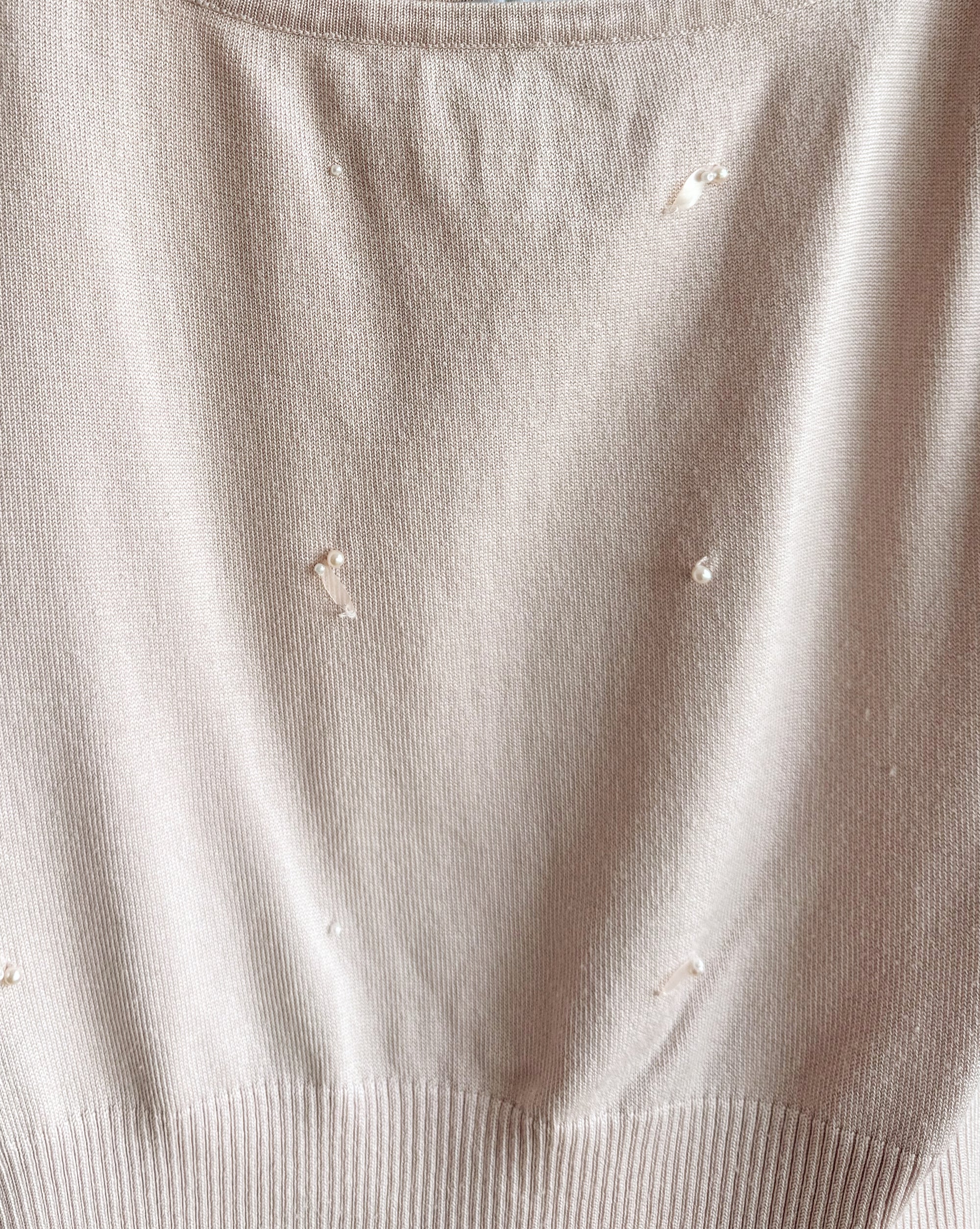 Blush Silk Knit Beaded Cami