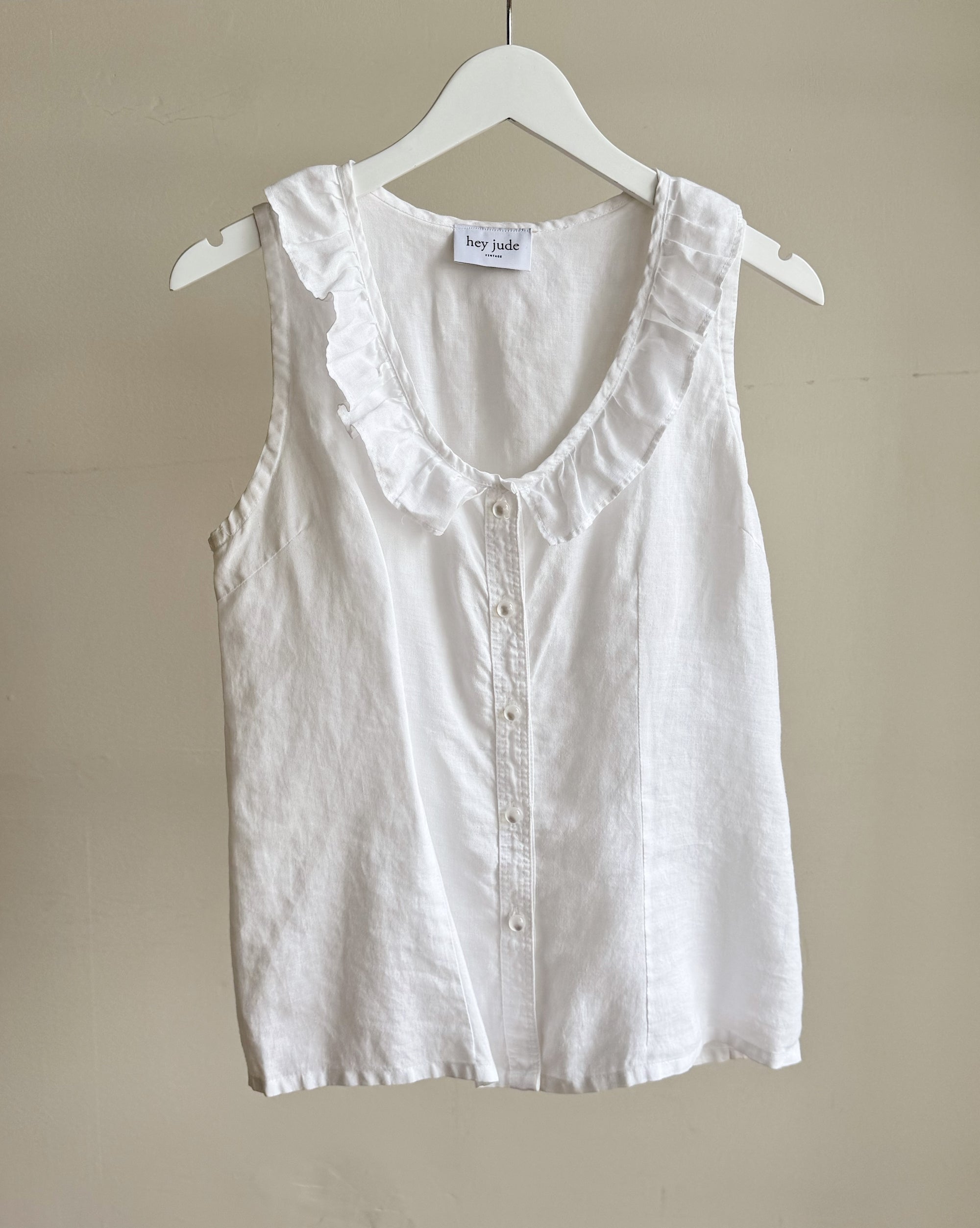Milk Ruffle Linen Blouse