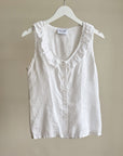 Milk Ruffle Linen Blouse