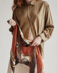 Orange + Brown Equestrain Print Silk Scarf