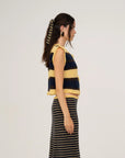 Carmen Says | Butter + Navy Alpaca Striped Vest