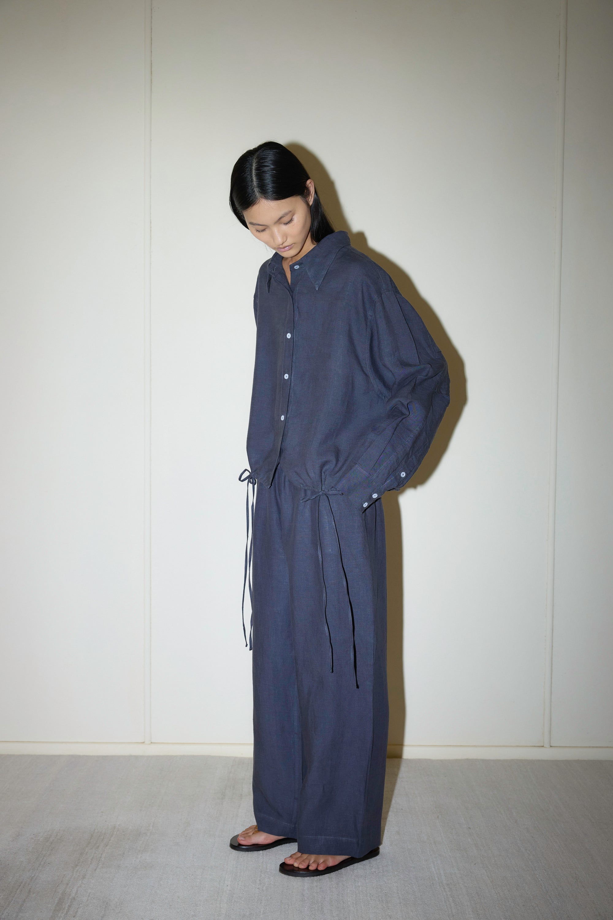 Deiji Studios | Linen Square Pocket Pant in Ink
