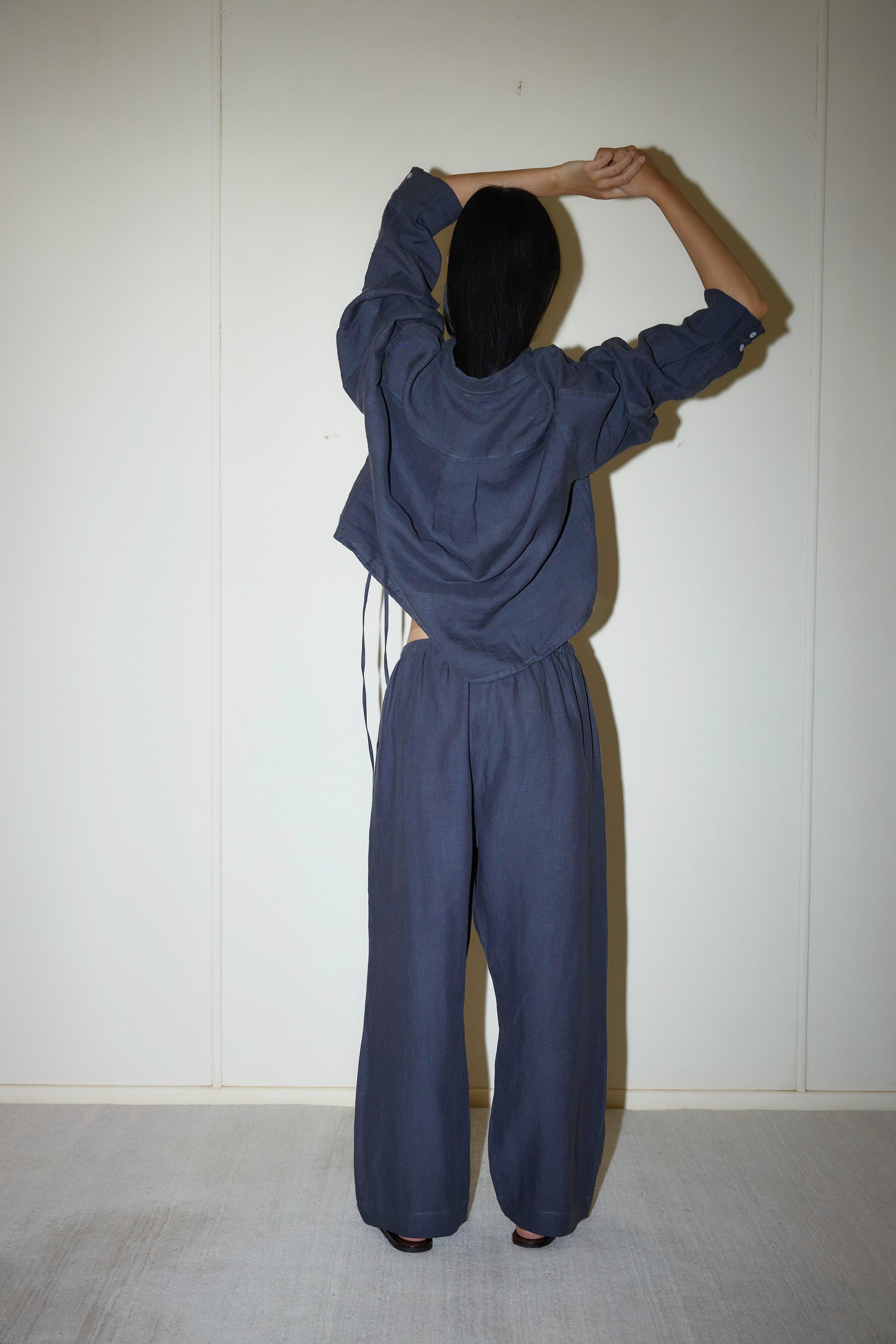Deiji Studios | Linen Square Pocket Pant in Ink