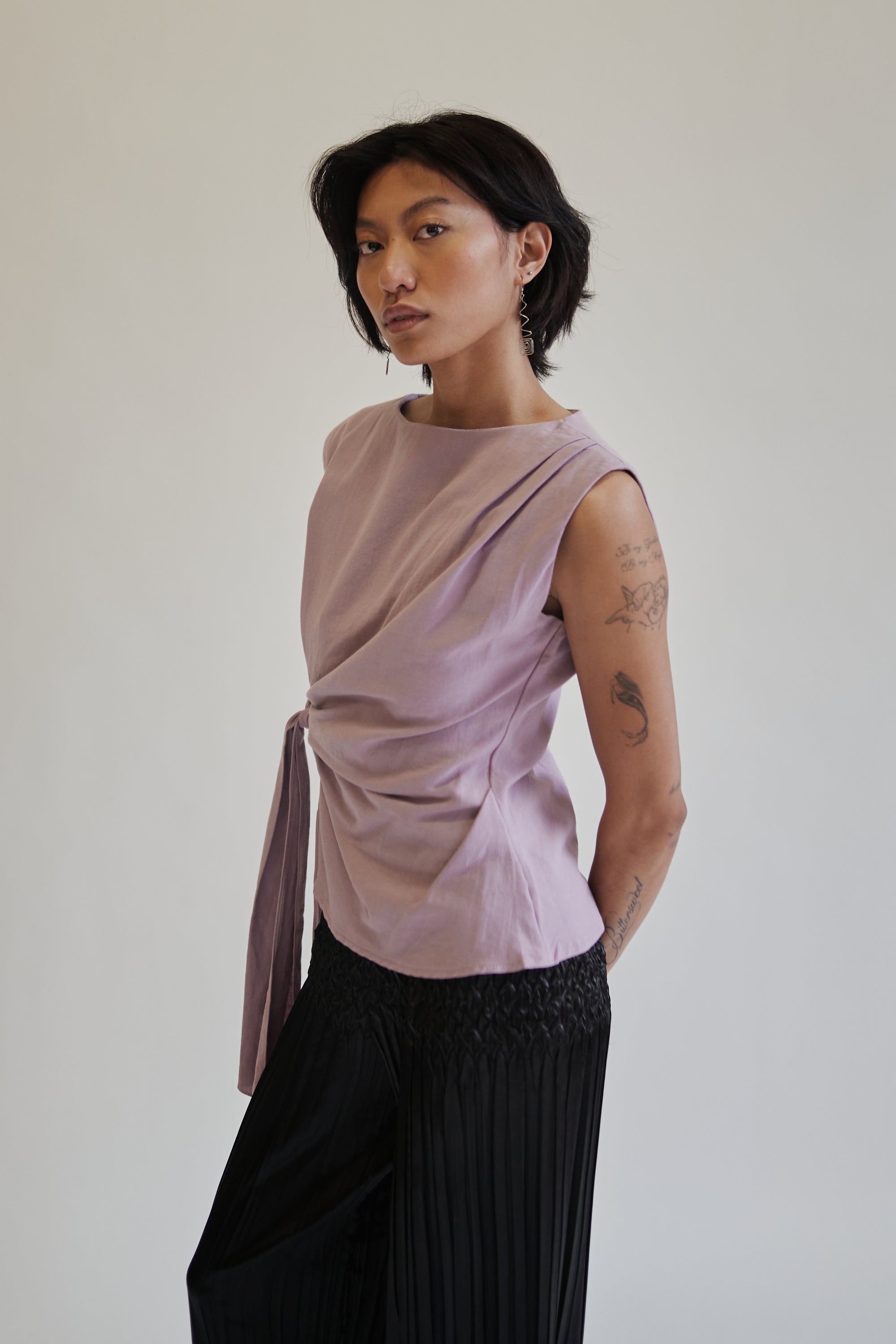 Wisteria Cotton Asymmetrical Wrap Top - Hey Jude