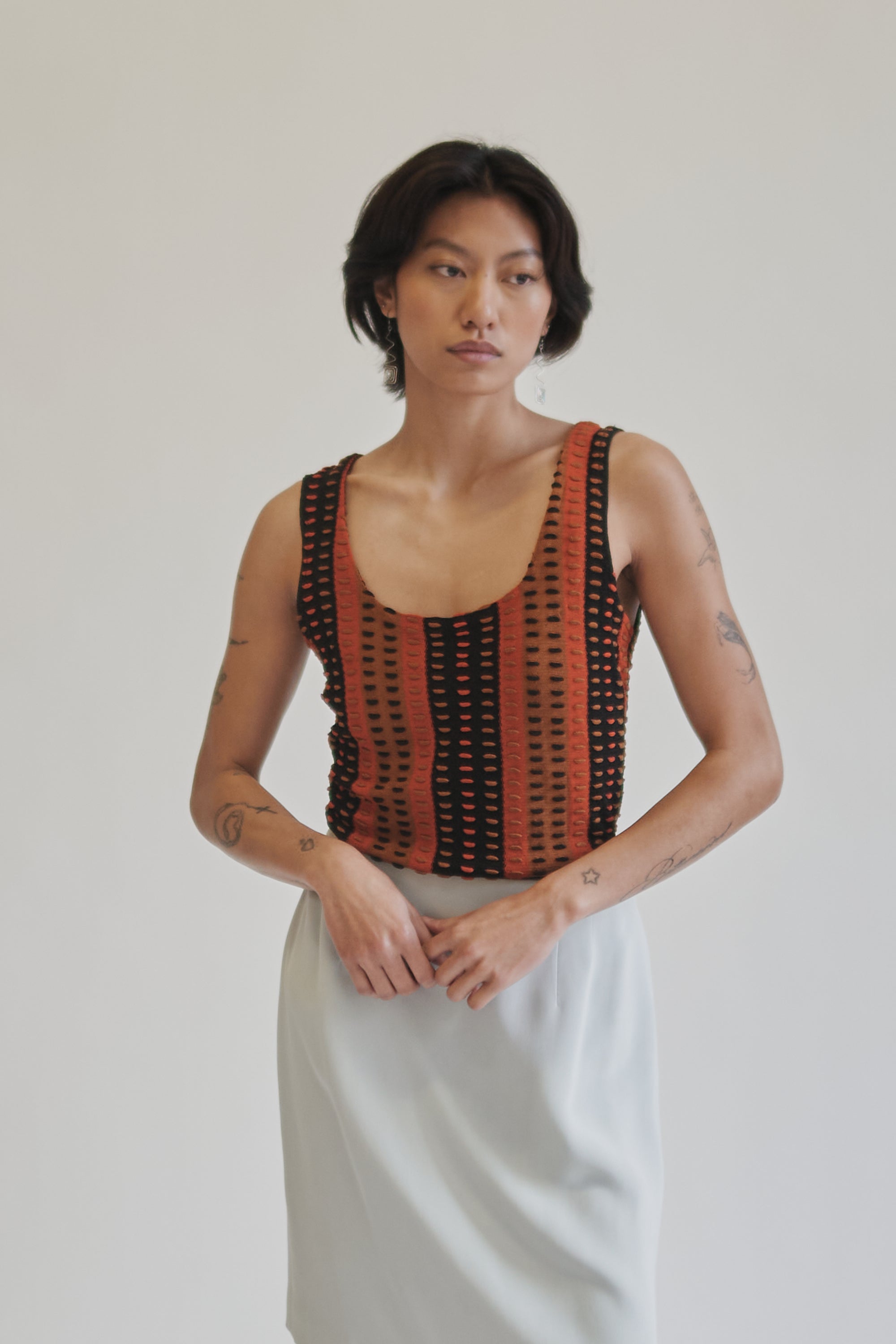 Orange Textured Stripe Knit Tank - Hey Jude