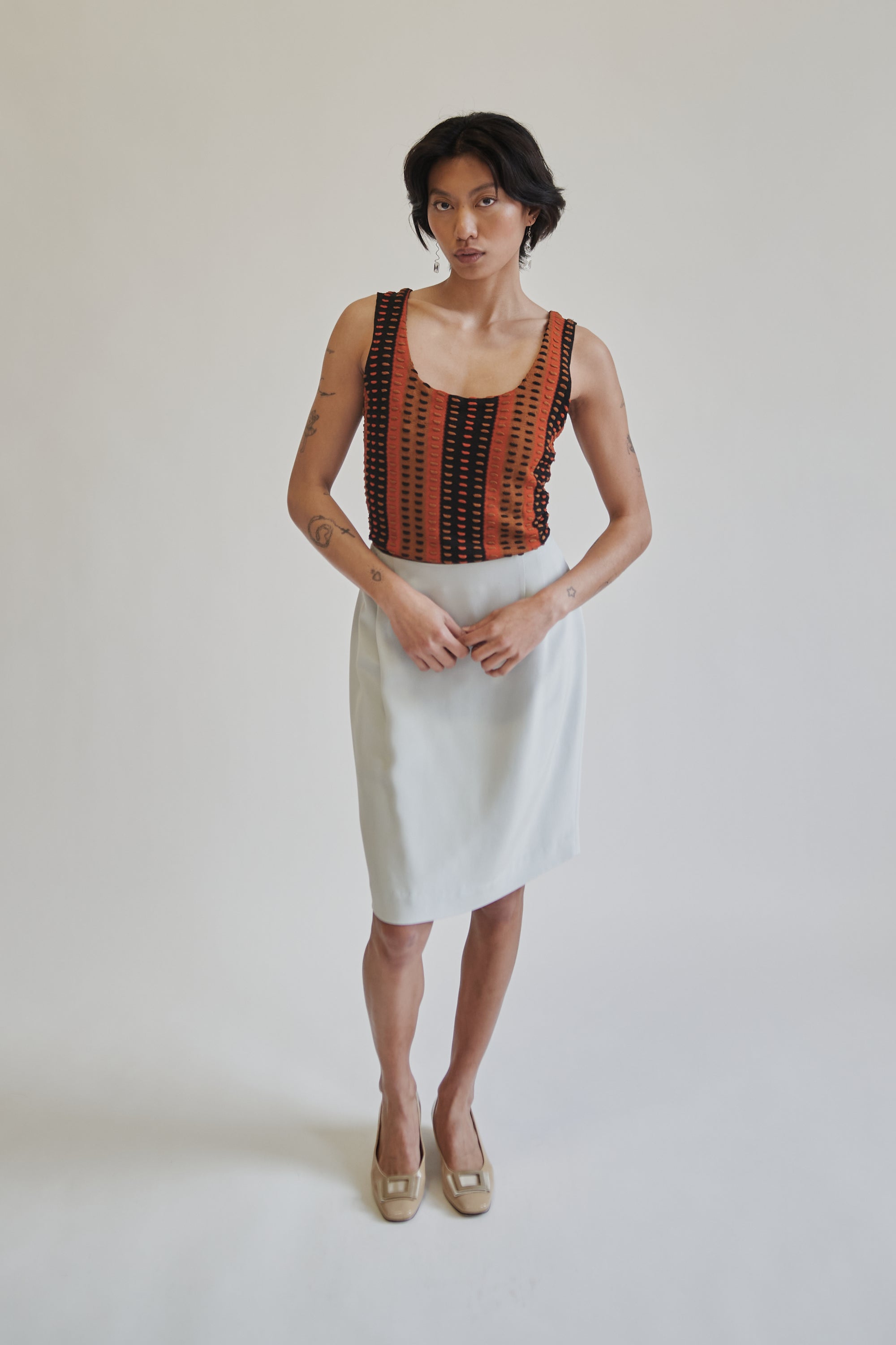 Orange Textured Stripe Knit Tank - Hey Jude
