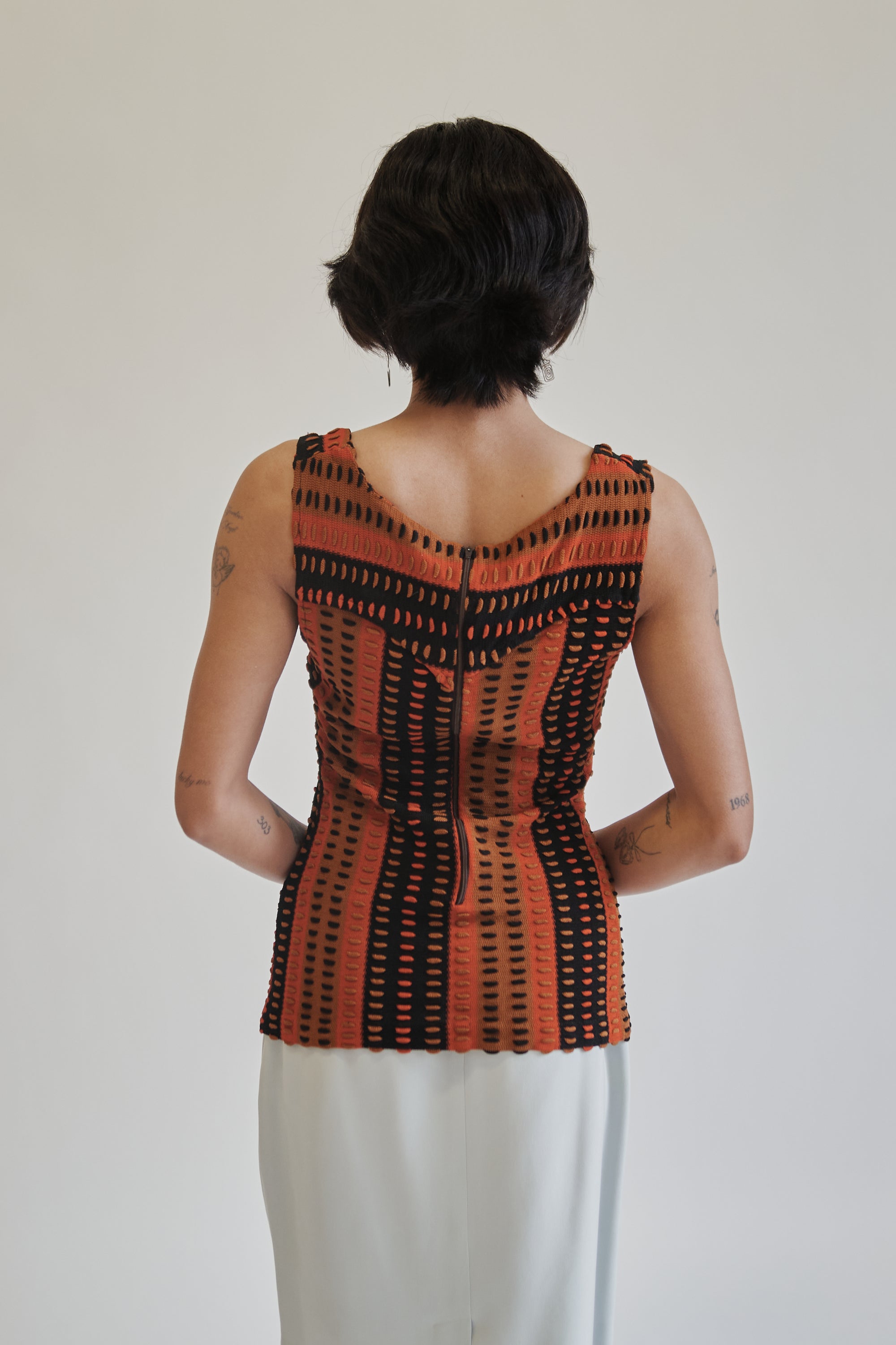 Orange Textured Stripe Knit Tank - Hey Jude