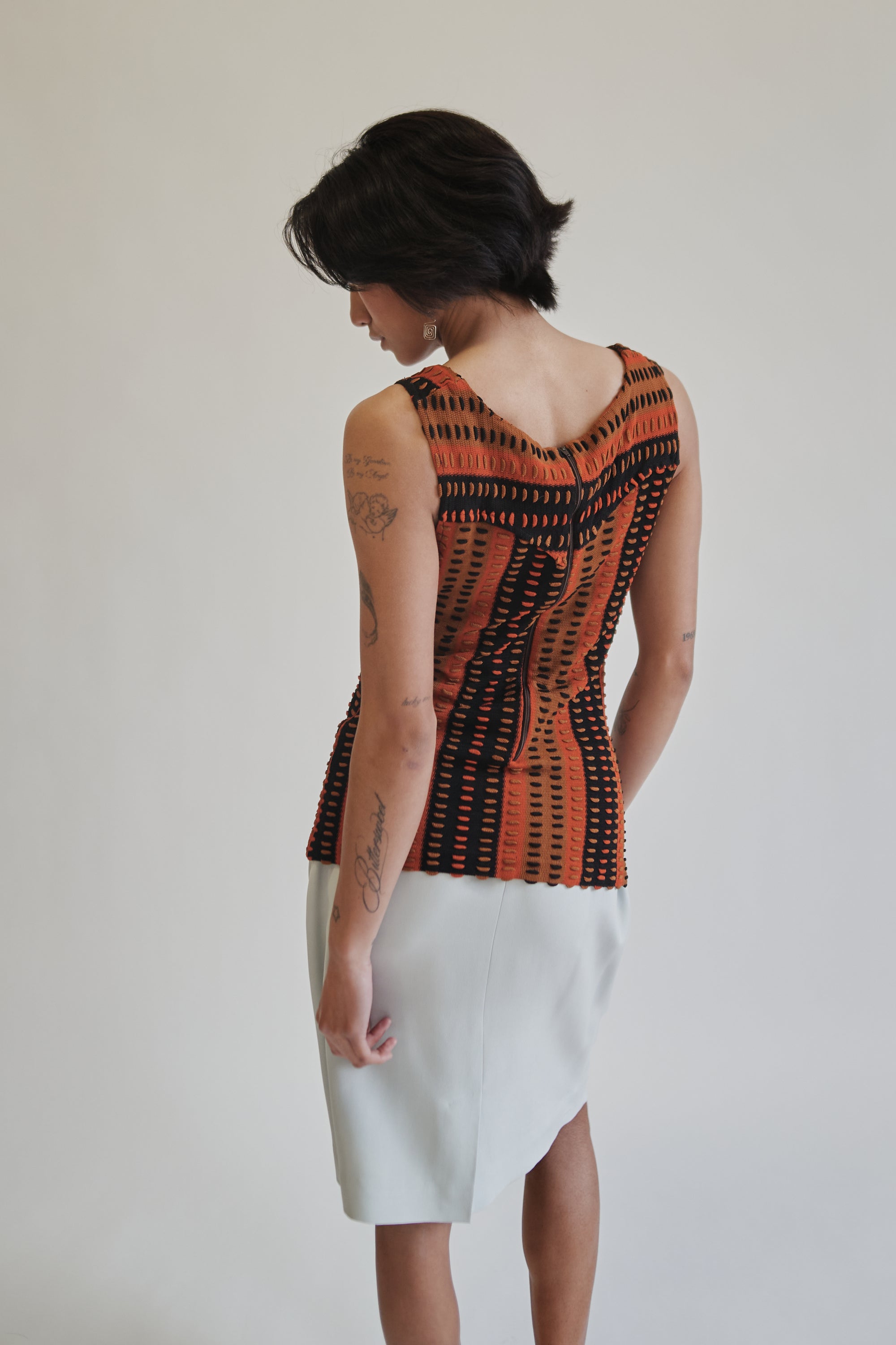 Orange Textured Stripe Knit Tank - Hey Jude
