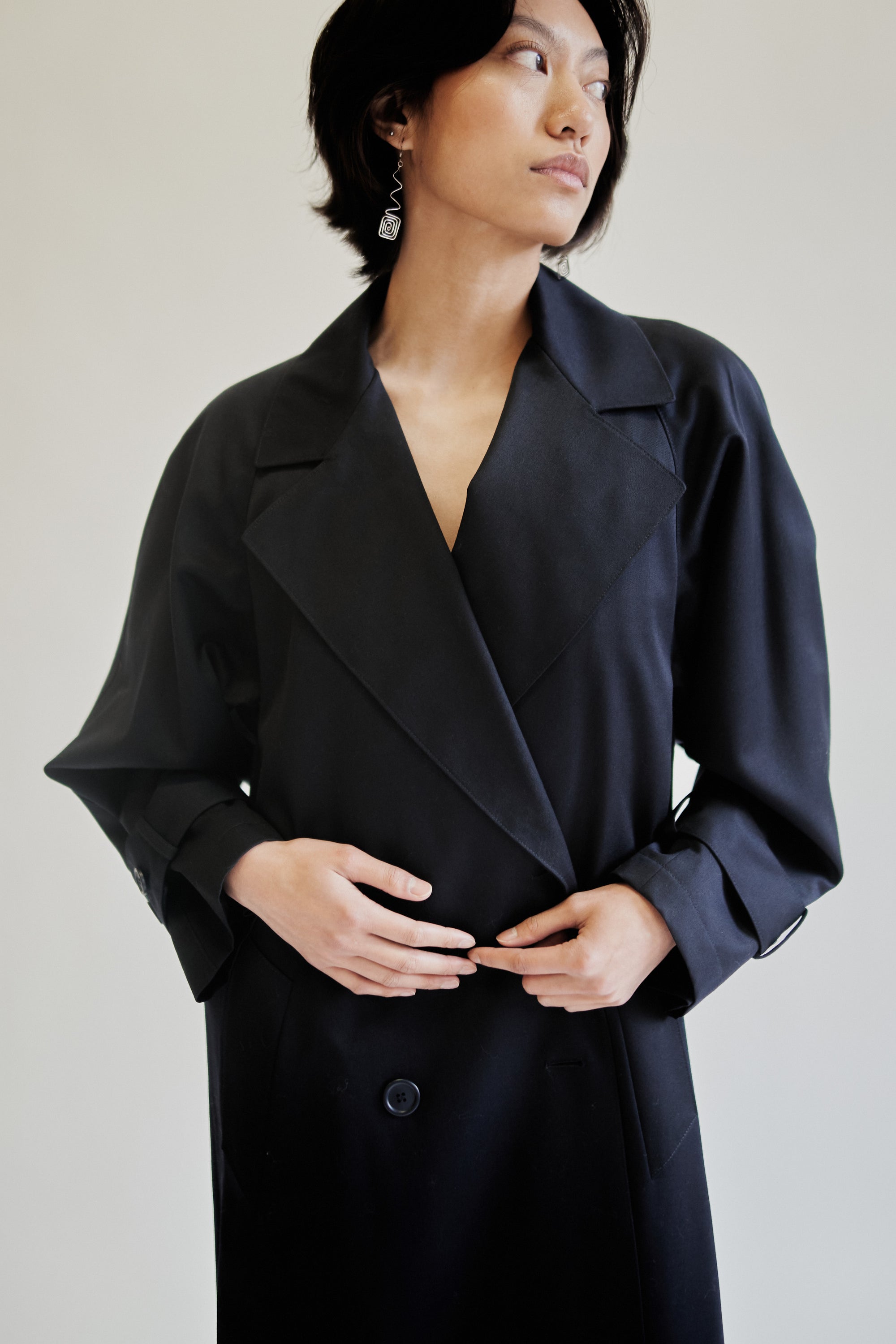 Navy Longline Trench Coat - Hey Jude