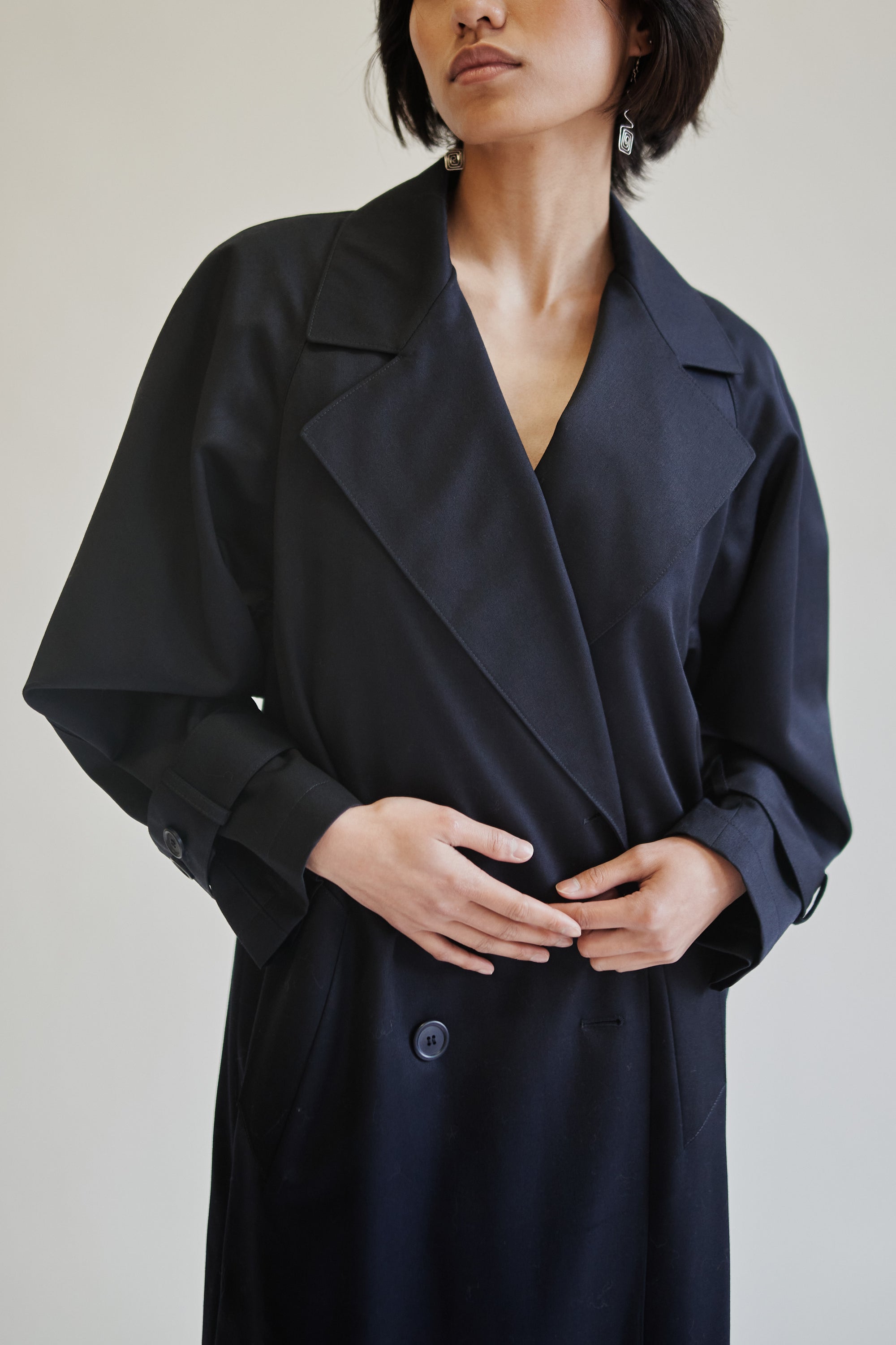 Navy Longline Trench Coat - Hey Jude