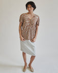 Red Marled Silk Knit Button Tee - Hey Jude