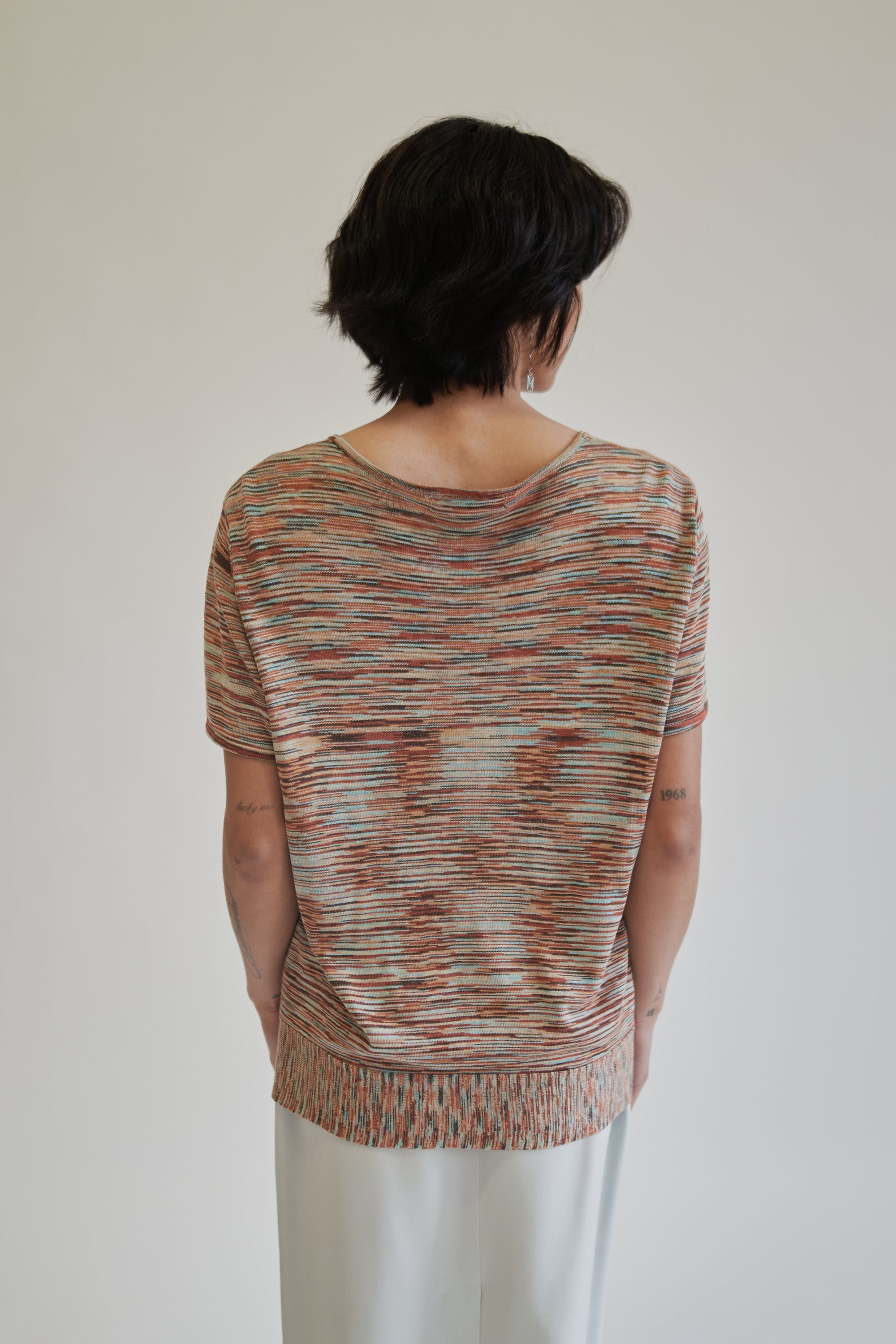 Red Marled Silk Knit Button Tee - Hey Jude