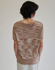 Red Marled Silk Knit Button Tee - Hey Jude