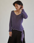 Grape Open Knit V-Neck Top - Hey Jude