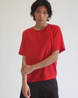 Ruby Red Boxy Silk Tee - Hey Jude