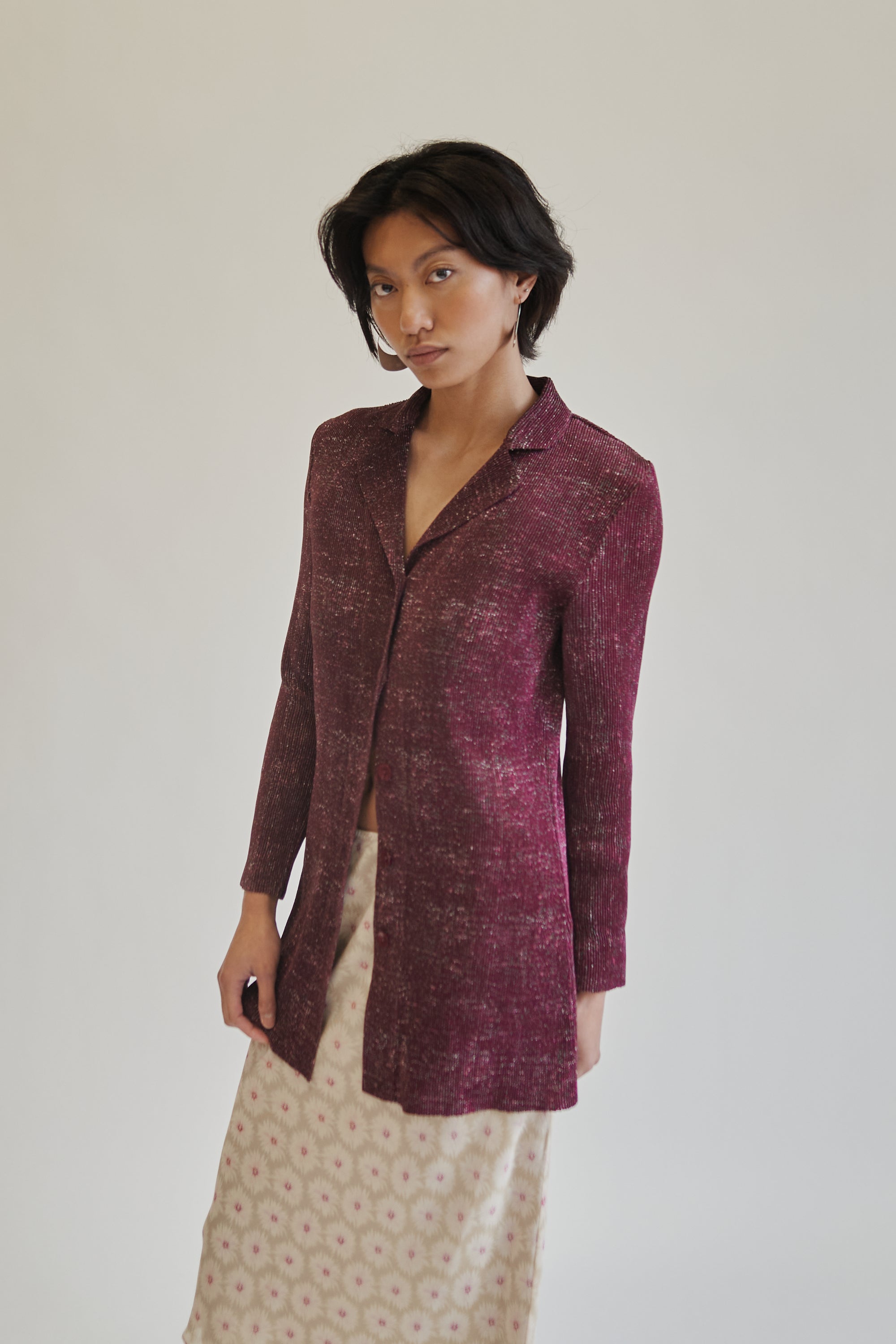 Raspberry Textured Pleat Button Up - Hey Jude