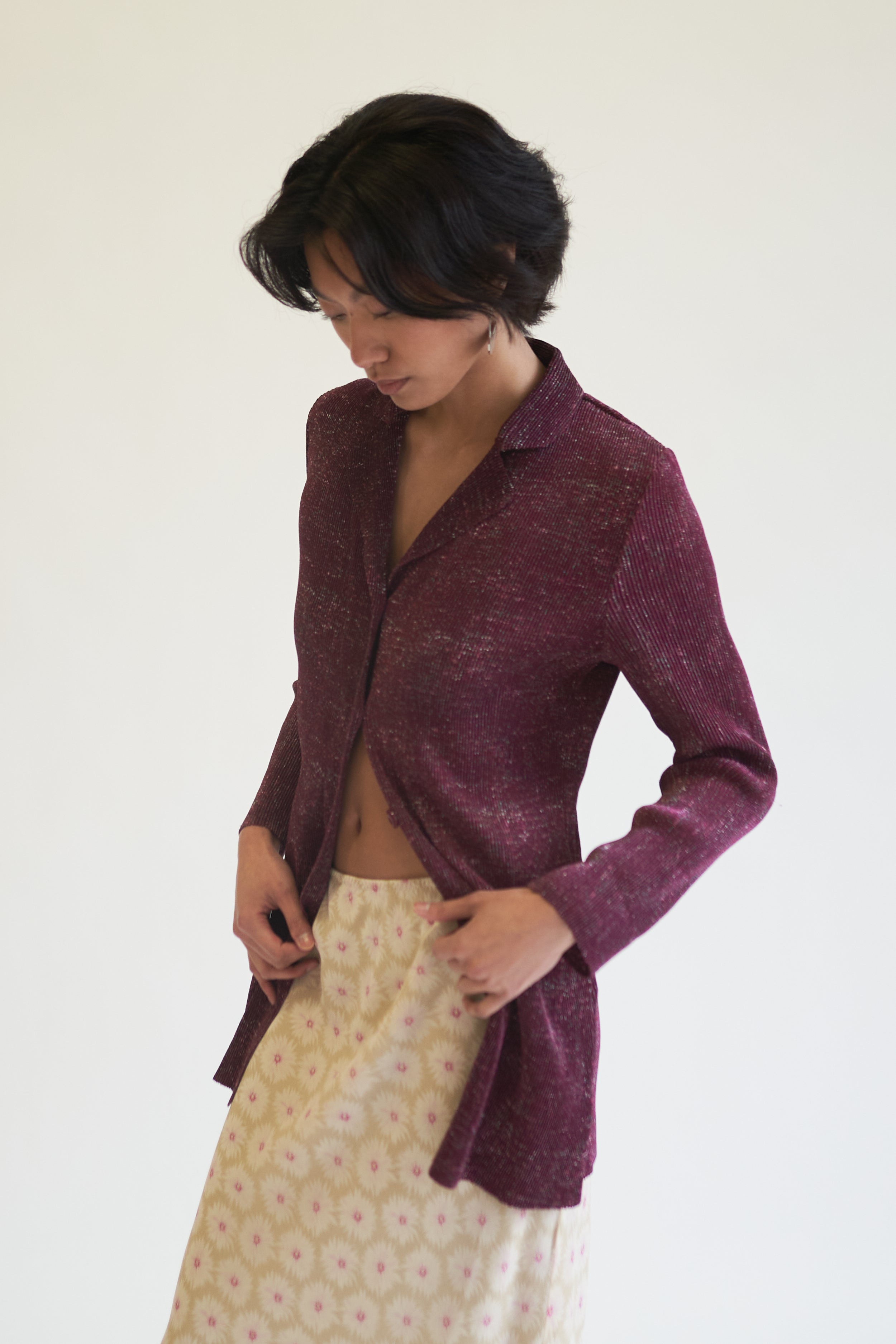 Raspberry Textured Pleat Button Up – Hey Jude