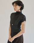 Black Textured Micro Pleat Top - Hey Jude