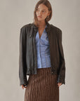 Raven Boxy Leather Moto Jacket