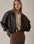 Onyx Leather Bomber Jacket