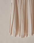 Cream Pleated Silk Midi Skirt