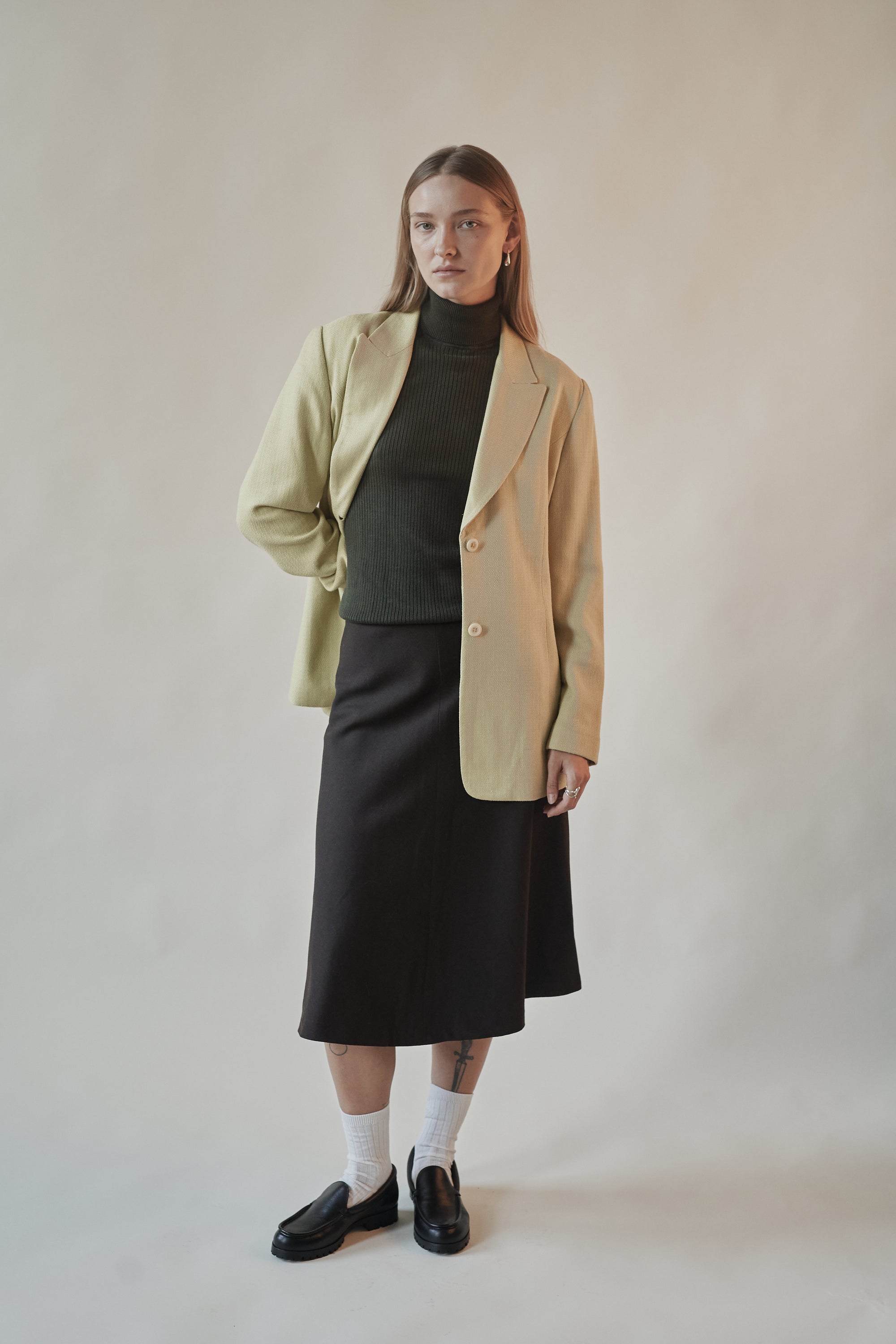 Chartreuse Textured Silk Blazer