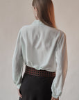 Powder Blue Embroidered Silk Blouse