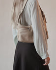 Tan Leather Zip Shoulder Bag