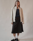 Cream Zip Up Leather Moto Jacket