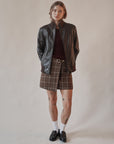 Dark Chocolate Leather Zip Jacket