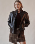 Dark Chocolate Leather Zip Jacket