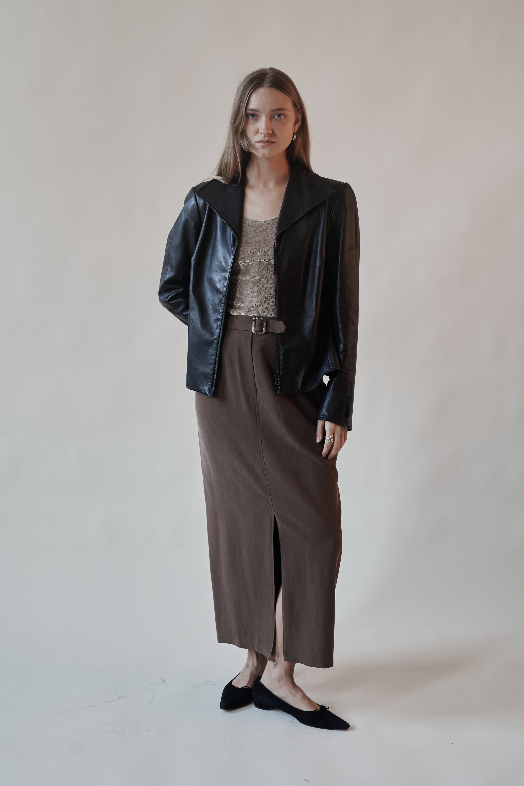 Black Modern Leather Zip Jacket