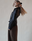 Black Modern Leather Zip Jacket