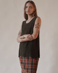 Moss Floral Embossed Silk Tank