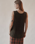 Moss Floral Embossed Silk Tank