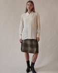 Cream Silk Button-Up Blouse