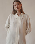 Cream Silk Button-Up Blouse