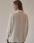 Cream Silk Button-Up Blouse