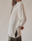 Cream Silk Button-Up Blouse