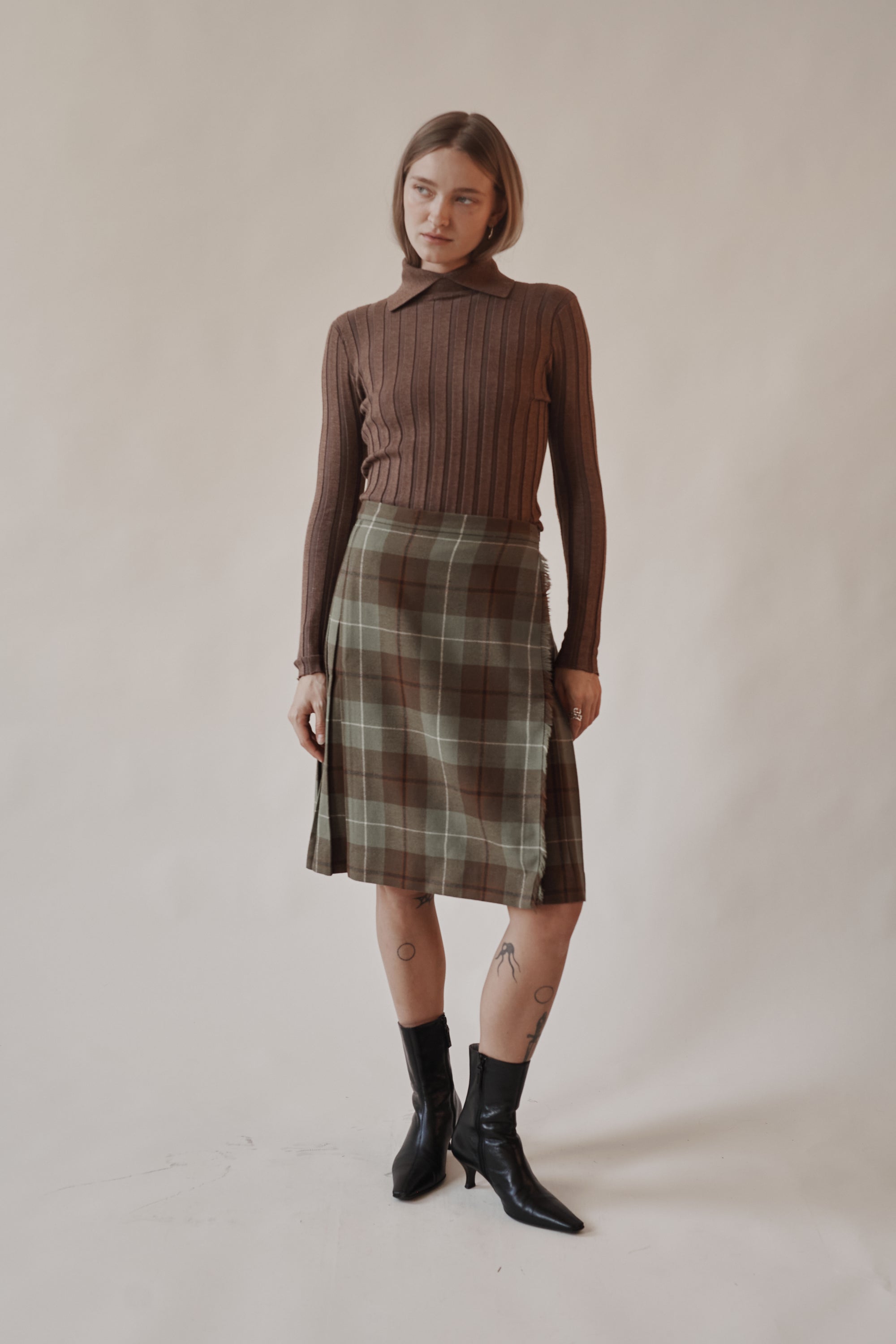 Pecan Silk Knit Turtleneck