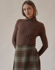 Pecan Silk Knit Turtleneck
