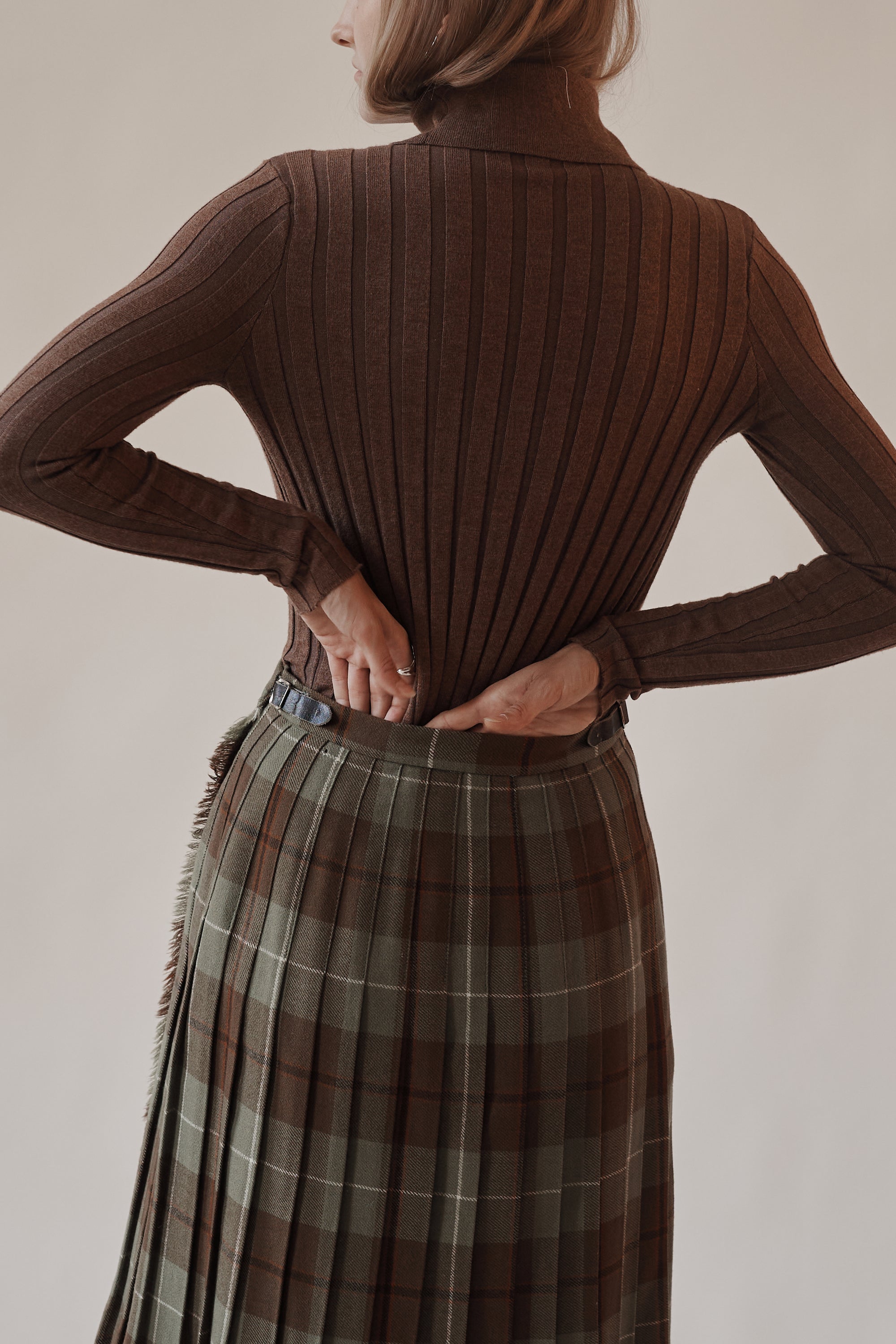 Pecan Silk Knit Turtleneck